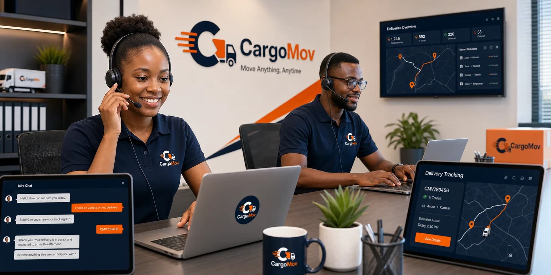 CargoMov support team helping a customer with cargo delivery